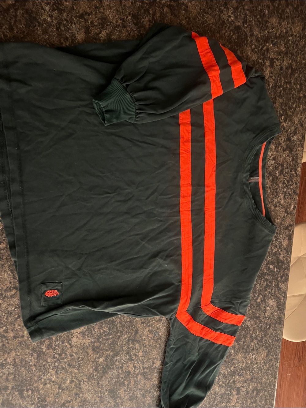 FP Movement by Free People Dark Green Sweatshirt with Orange Stripes